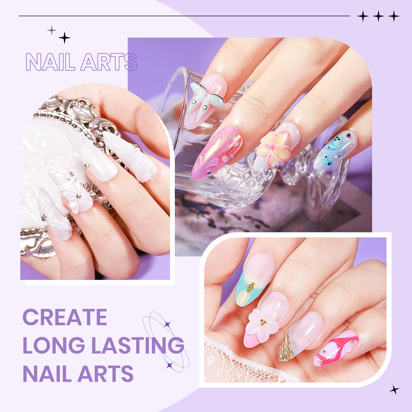 SUPWEE 3D Sculpting Gel Kit for Nails | Non-Stick Builder Gel in Clear, White & Pearl White
