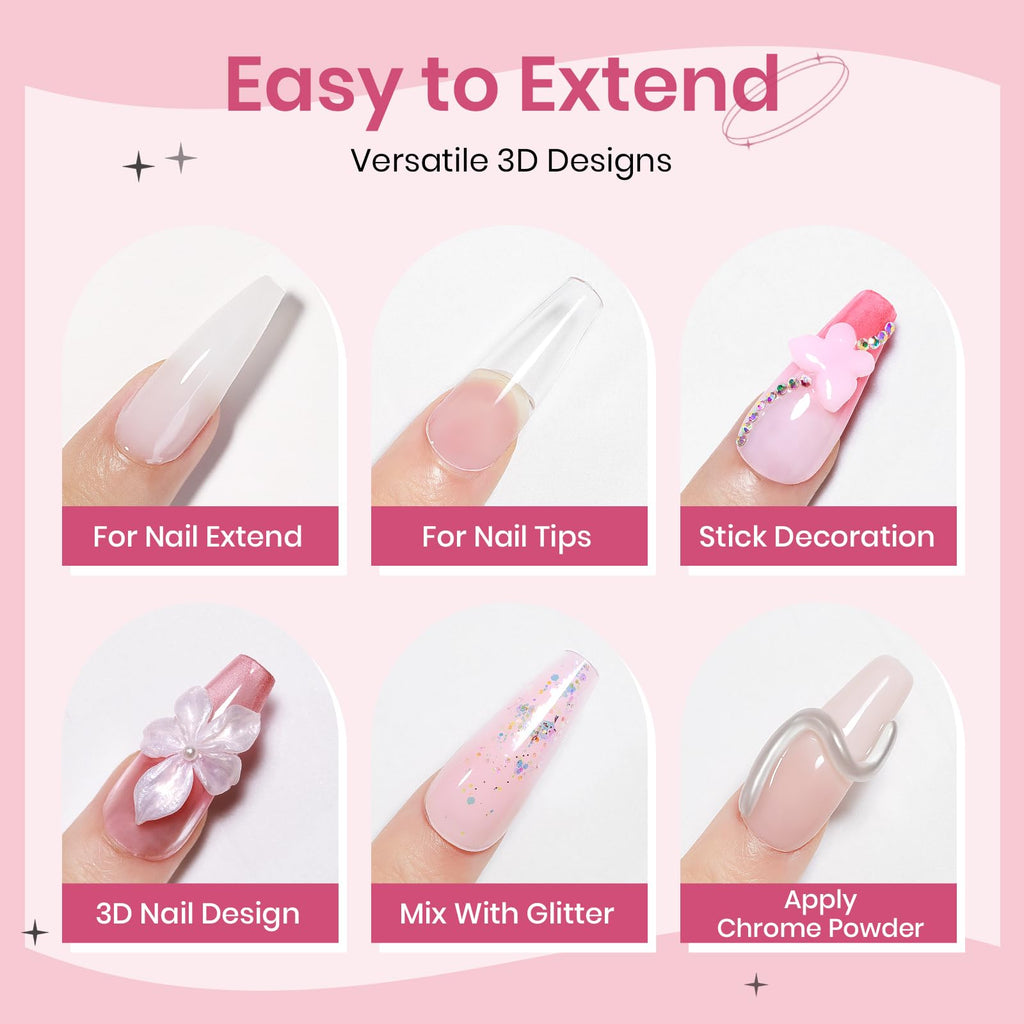 SUPWEE 3D Sculpting Gel Kit – Pearl White, Pink & White Builder Gel for At-Home Nails
