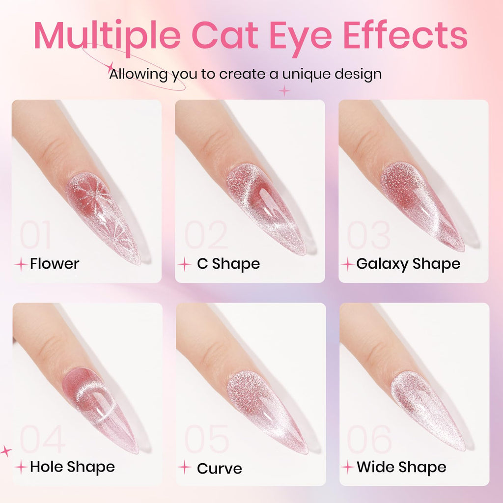 SUPWEE Crystal Cat Eye Gel Nail Polish – 12 Colors with Magnetic Stick