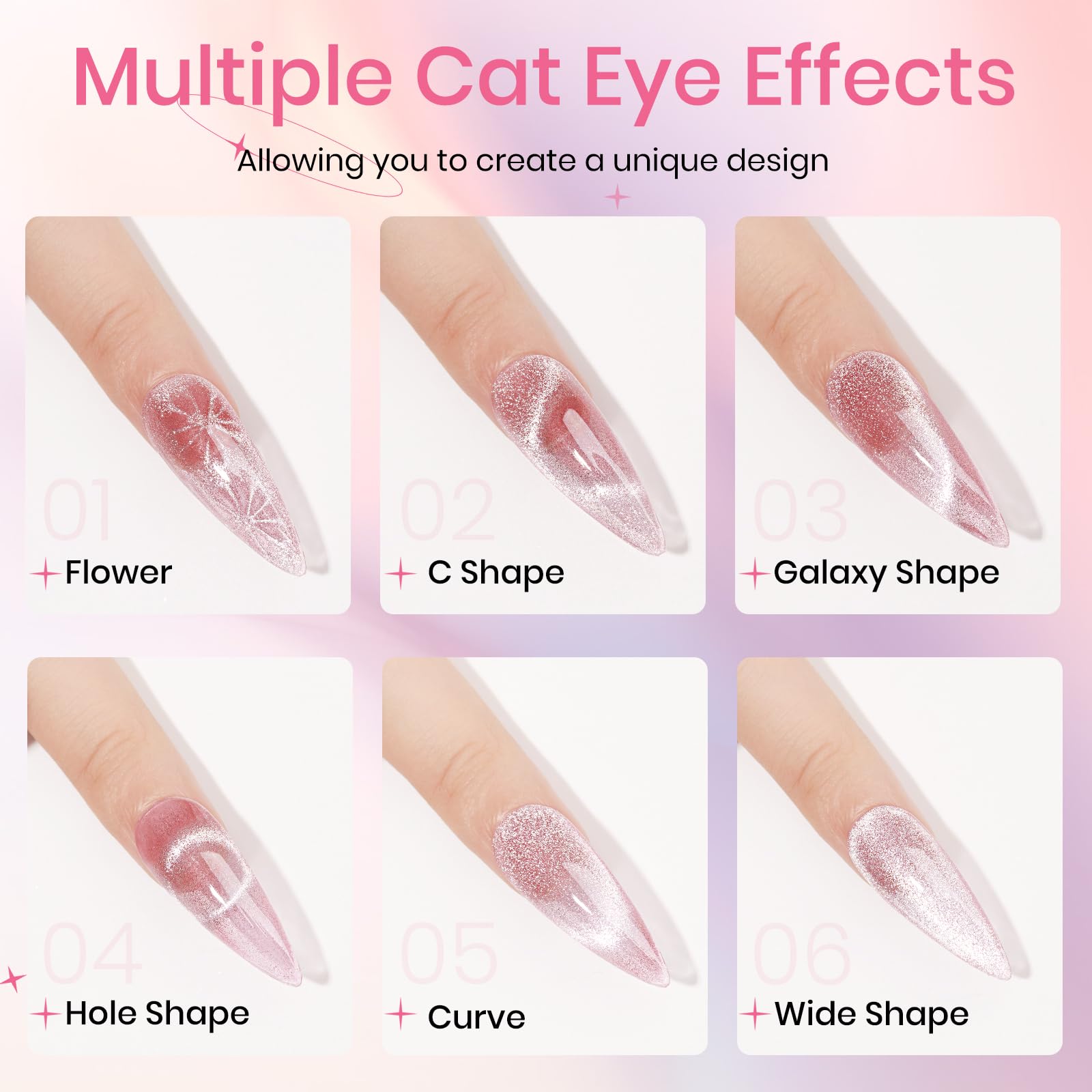 SUPWEE Crystal Cat Eye Gel Nail Polish – 12 Colors with Magnetic Stick