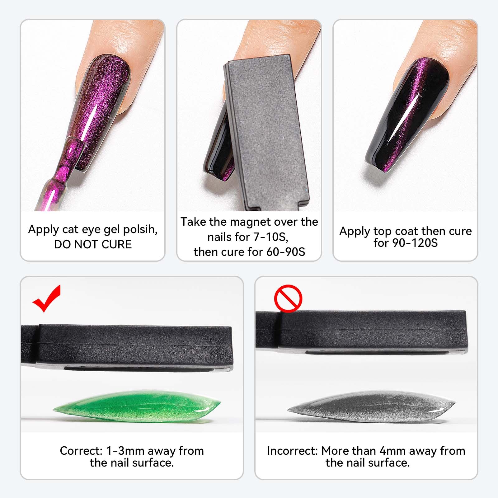 SUPWEE Cat Eye Magnet Kit – 4-Piece Nail Art Set for Cat Eye Gel Polish
