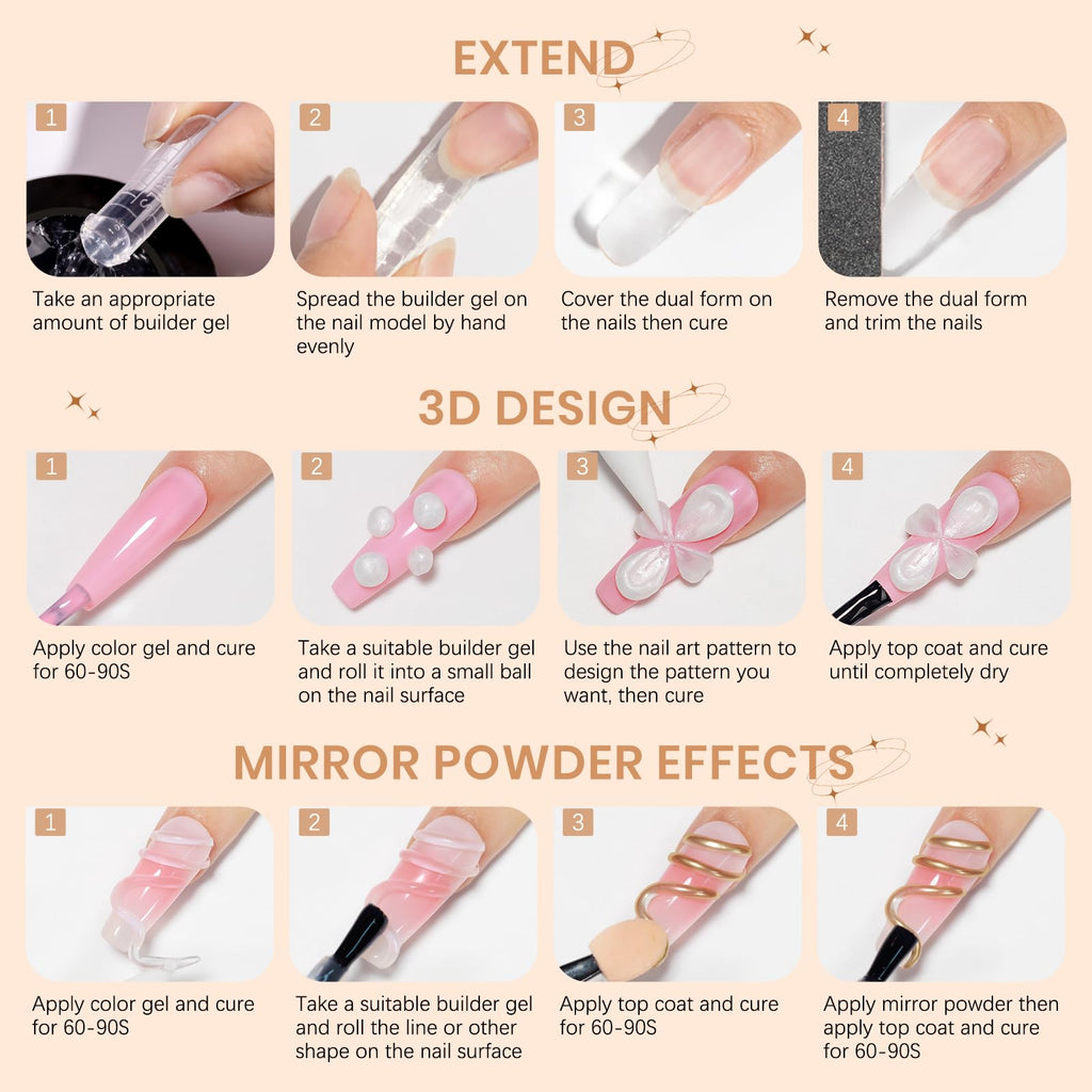 SUPWEE 3D Gel Nail Art Kit — Non-Stick Builder Gels for Extensions, Carving & DIY
