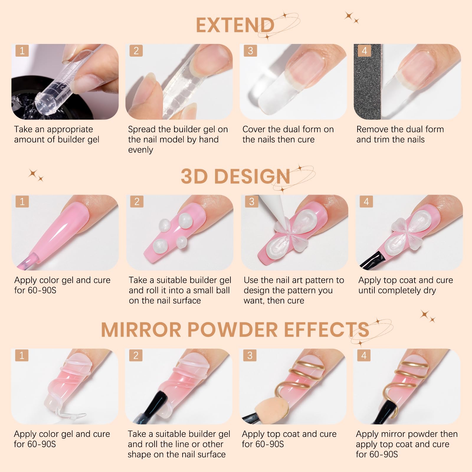 SUPWEE 3D Gel Nail Art Kit — Non-Stick Builder Gels for Extensions, Carving & DIY