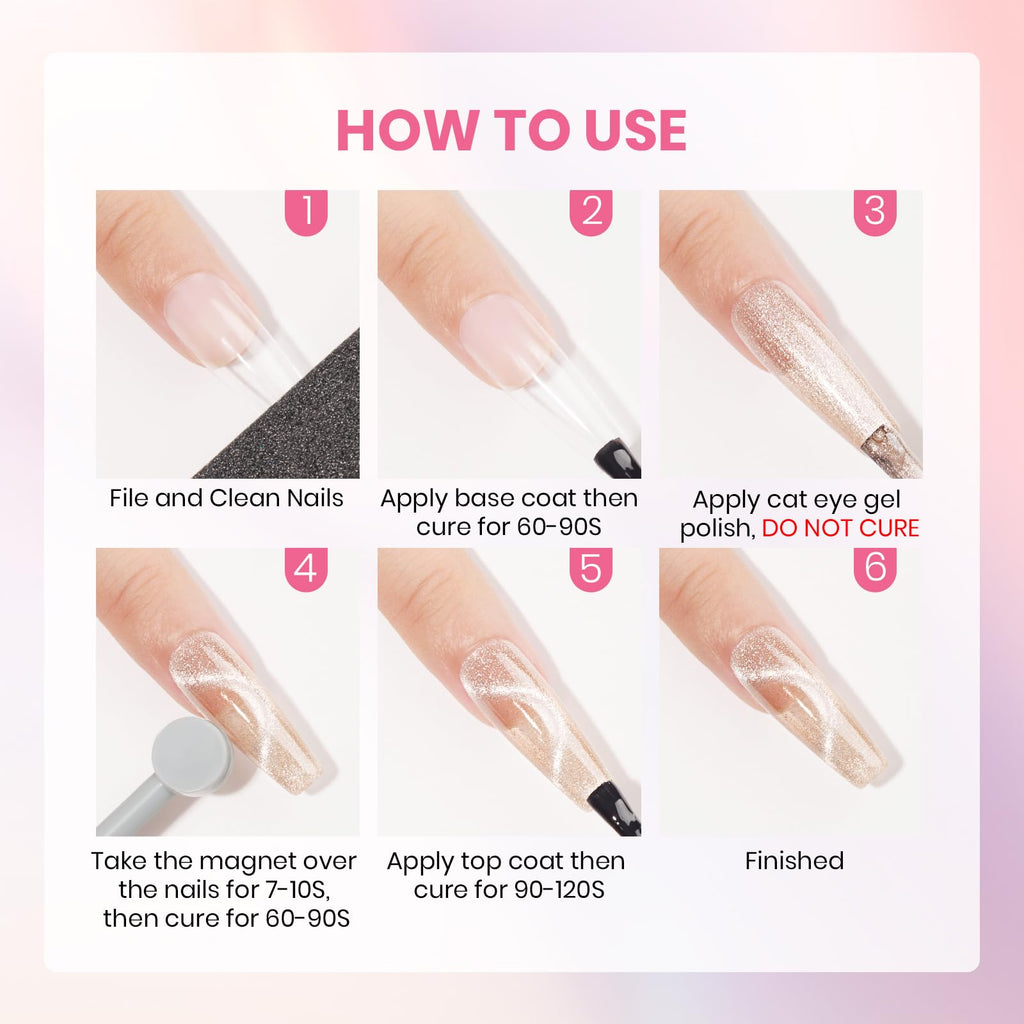 SUPWEE Crystal Cat Eye Gel Nail Polish – 12 Colors with Magnetic Stick