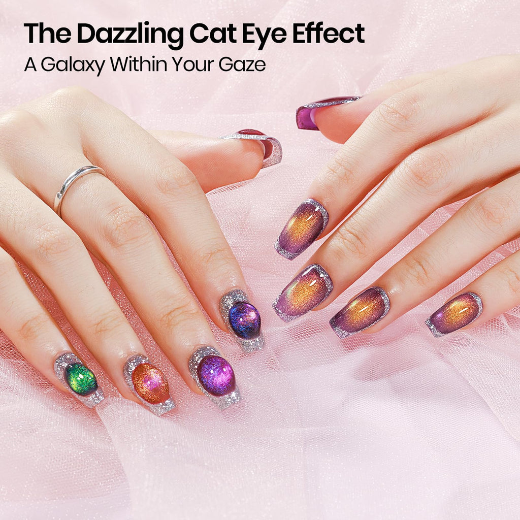 SUPWEE Magnetic Nail Polish Gel Kit – 12 Cat Eye Colors, Magnet, High Gloss, UV Cure