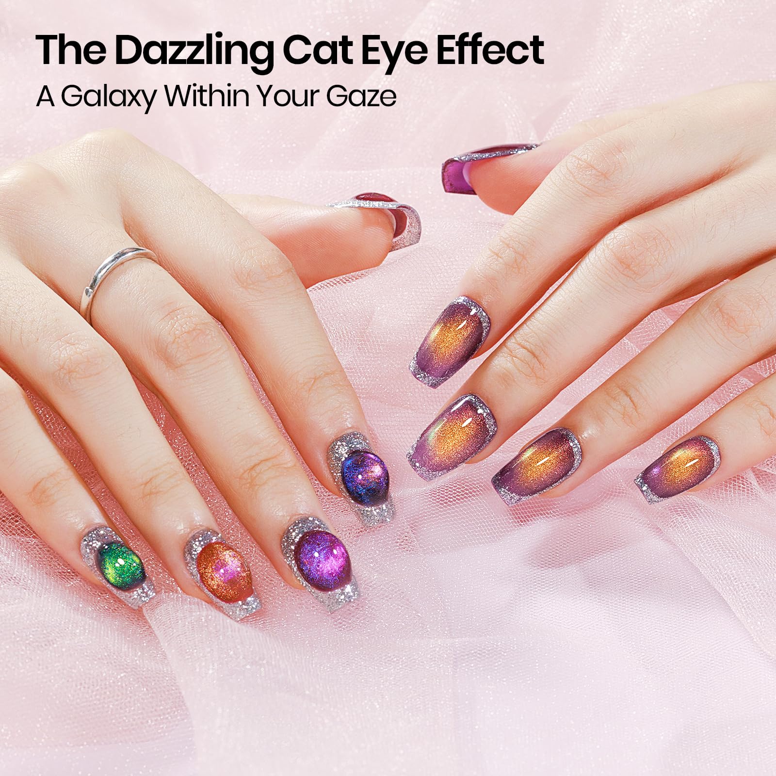 SUPWEE Magnetic Nail Polish Gel Kit – 12 Cat Eye Colors, Magnet, High Gloss, UV Cure