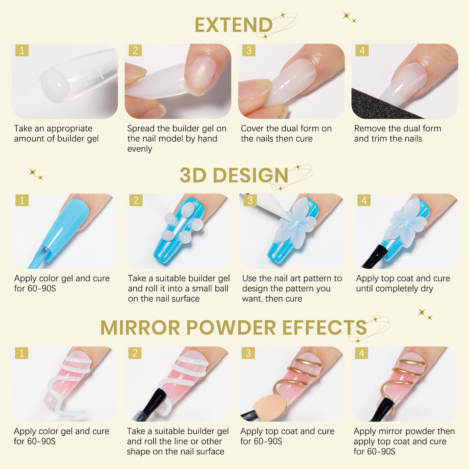 SUPWEE 3D Gel Nail Art Kit 60g White Builder Gel – Non-Sticky & Multi-Purpose Sculpting