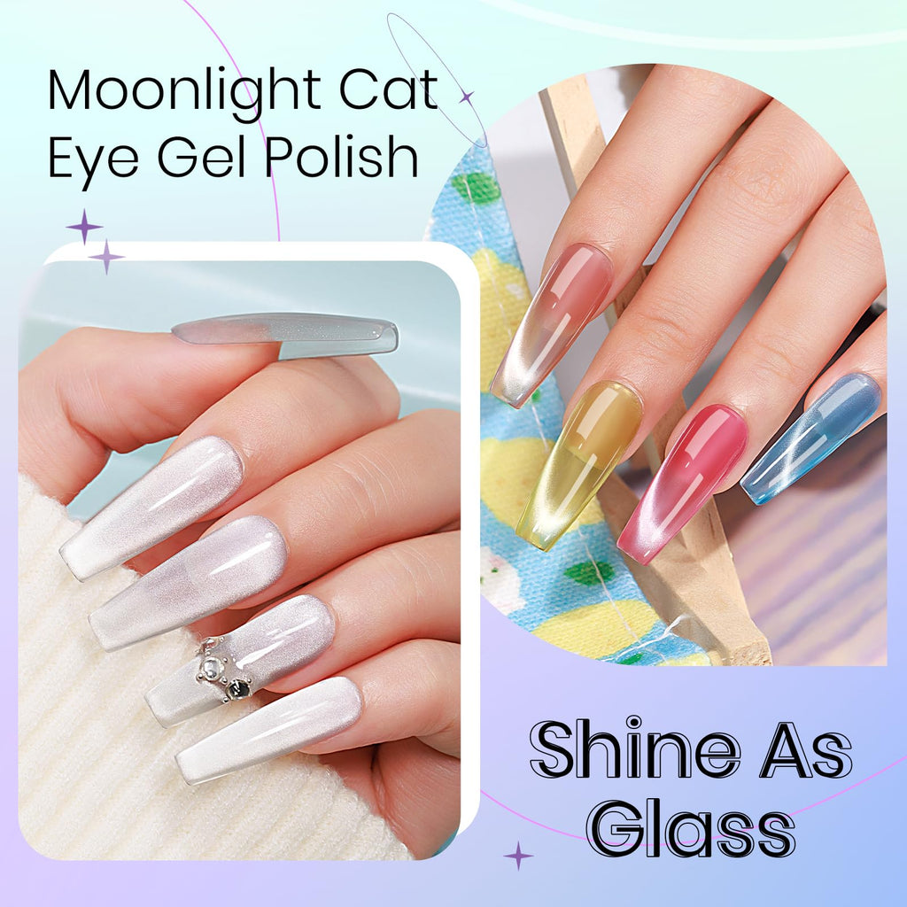 SUPWEE Moonlight & Chameleon Cat Eye Gel Polish Set — 12 Colors + Magnetic Stick for Galaxy Cateye Effects