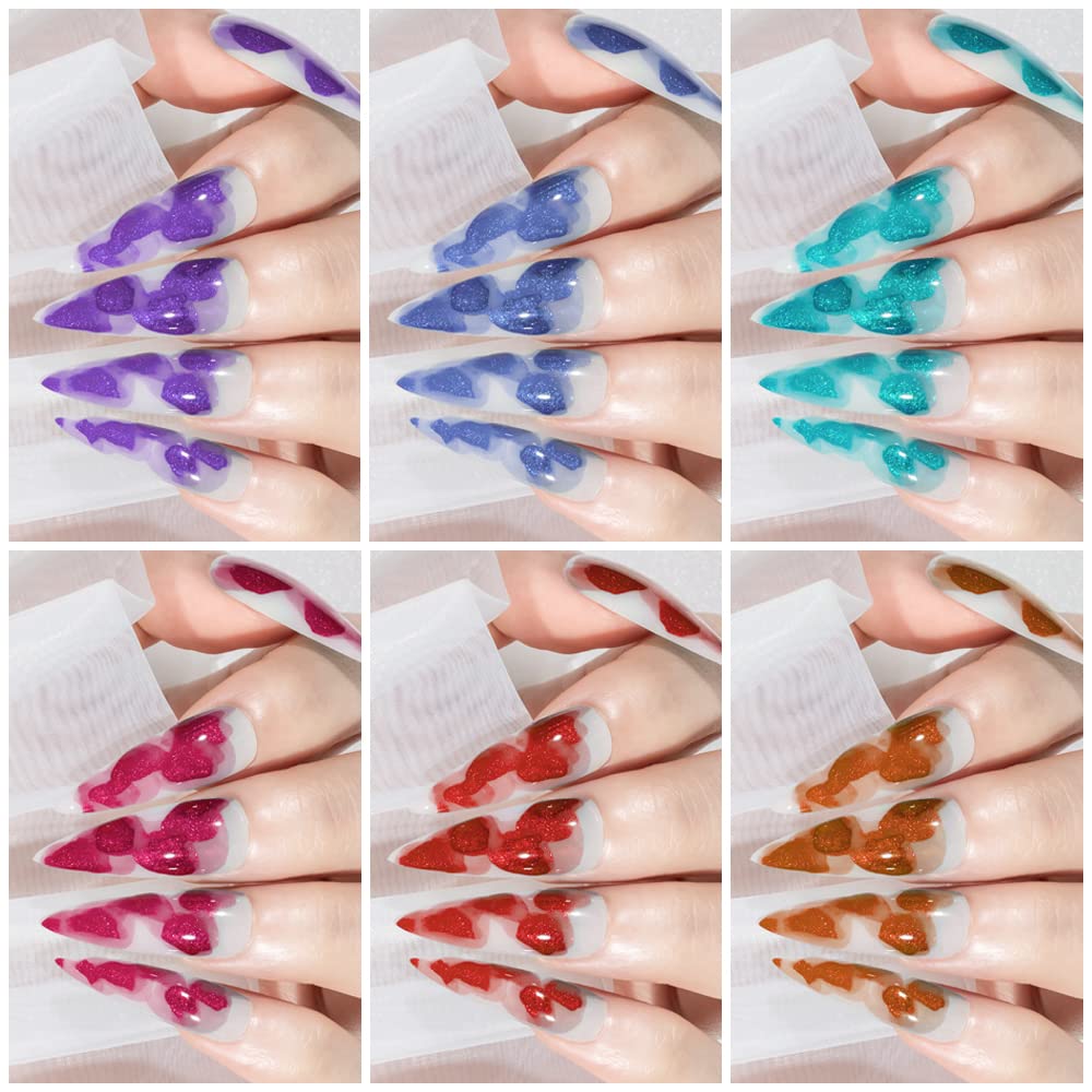 SUPWEE Blooming Watercolor Ink Nail Polish – Marble/Flower Bloom, 12 Colors, 7ml