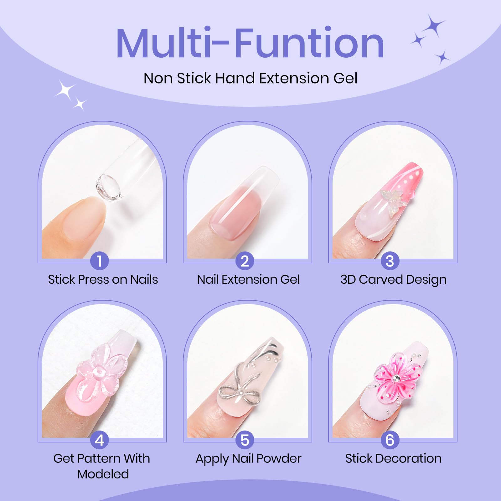 SUPWEE 3D Nail Gel 60G – Clear Builder Gel for Nails, Non-Stick & Long-Lasting
