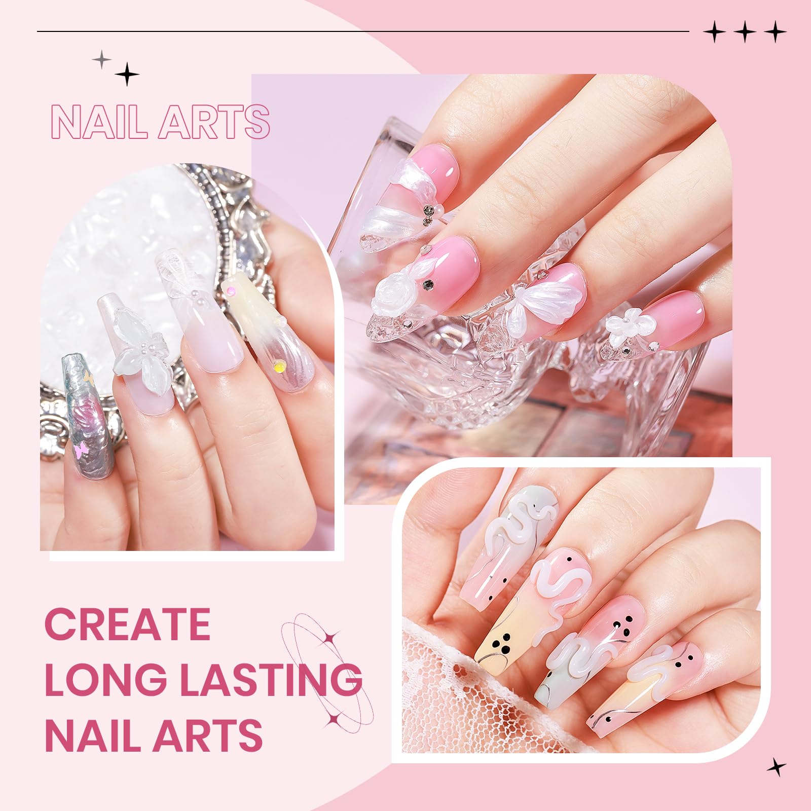 SUPWEE 3D Sculpting Gel Kit – Pearl White, Pink & White Builder Gel for At-Home Nails