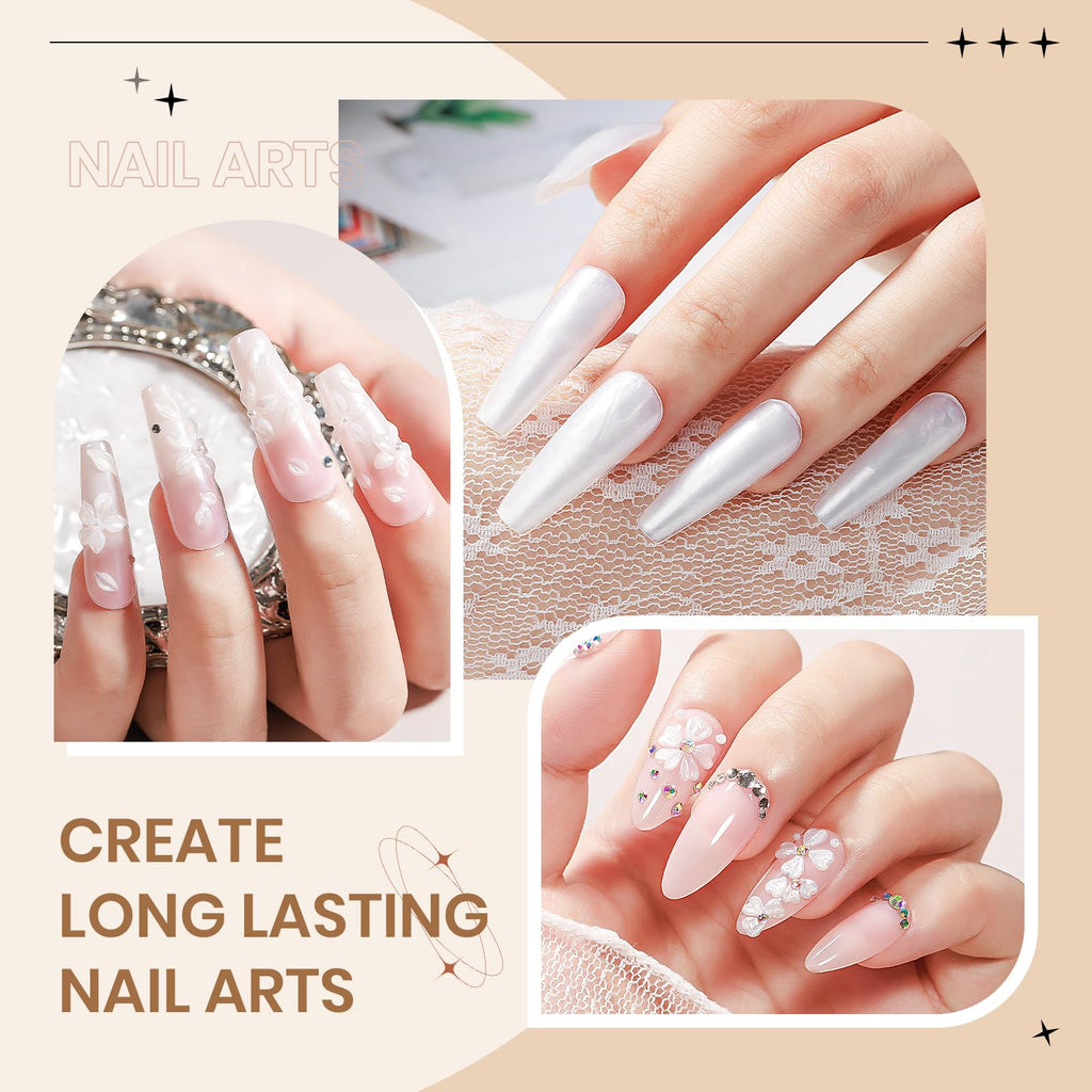 SUPWEE 3D Sculpting Gel for Nail Art | 60g Pearl White Builder Gel with Chrome Powder