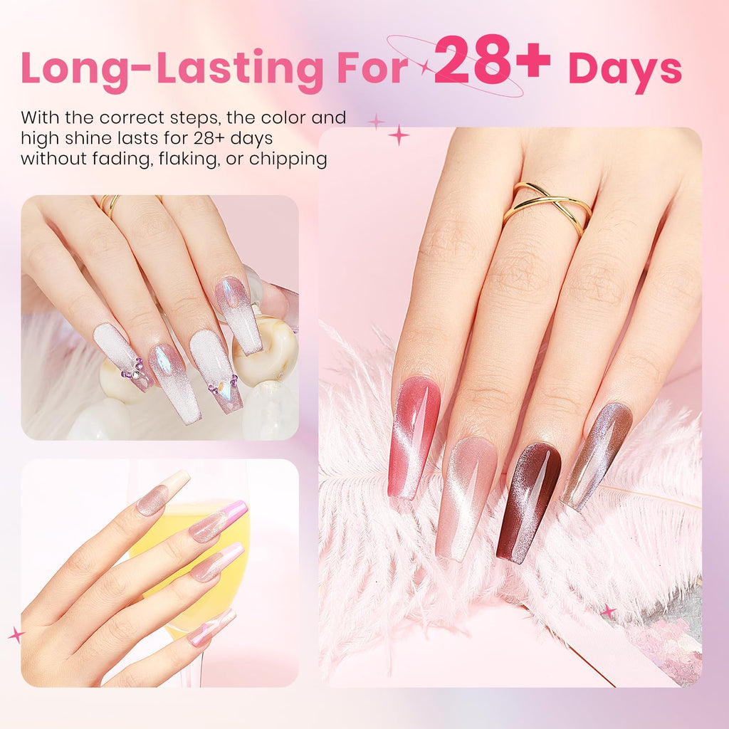 SUPWEE Crystal Cat Eye Gel Nail Polish – 12 Colors with Magnetic Stick