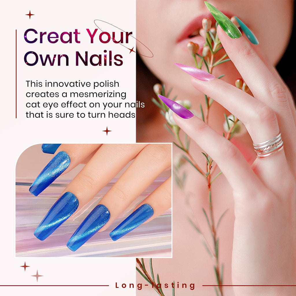 SUPWEE Neon Cat Eye Gel Polish Set with Magnetic Stick – 12 Neon UV Gels