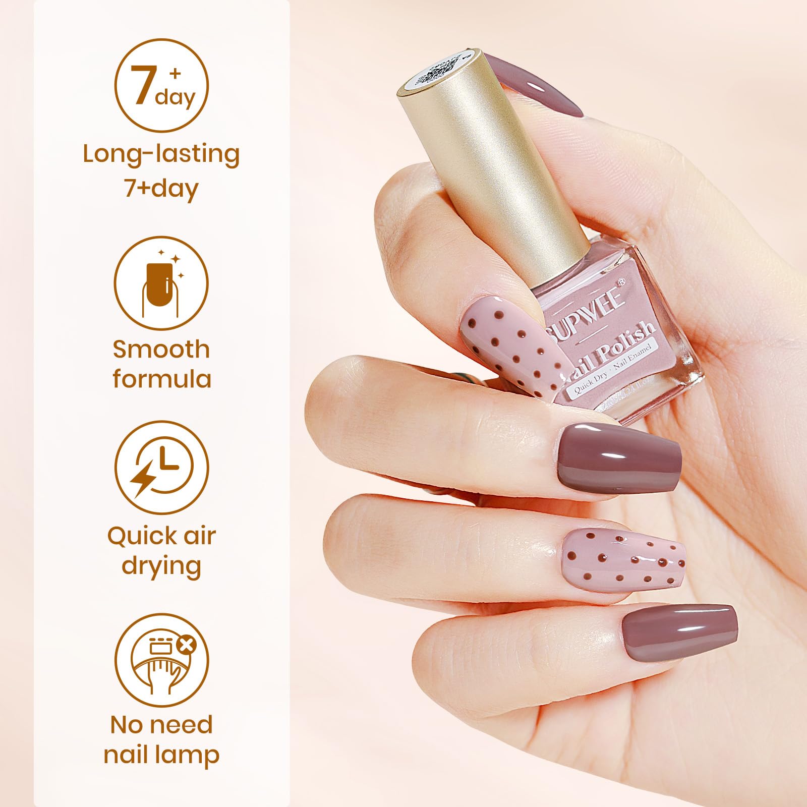 SUPWEE Quick-Dry Fall Winter Nail Polish Set | Fast Air-Dry Non-Gel Lacquer for Home or Salon