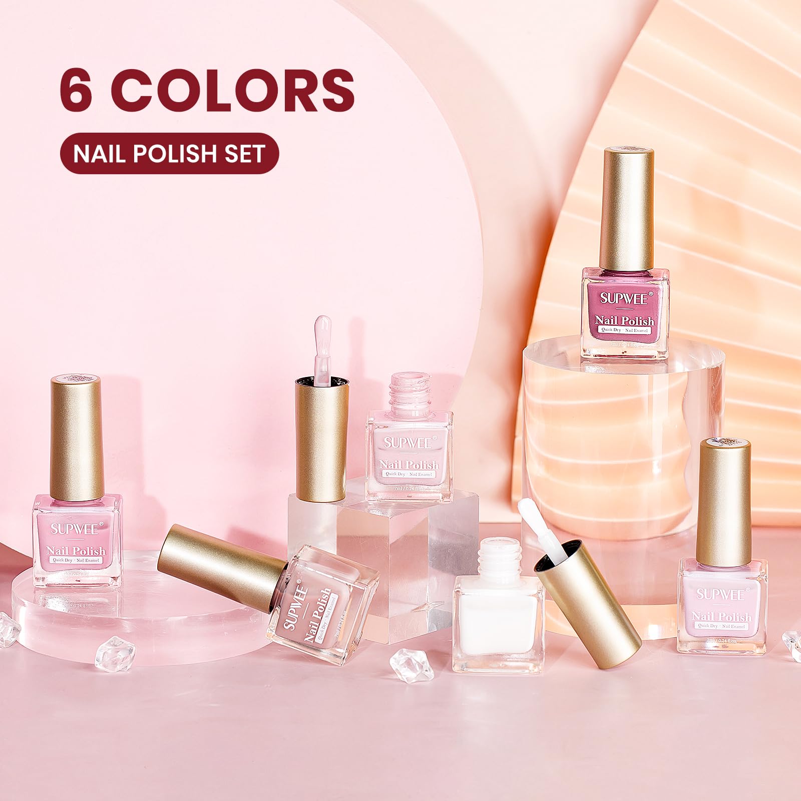 SUPWEE Nude Nail Polish Set – 6 Quick-Dry Neutral Colors for Elegant Manicures