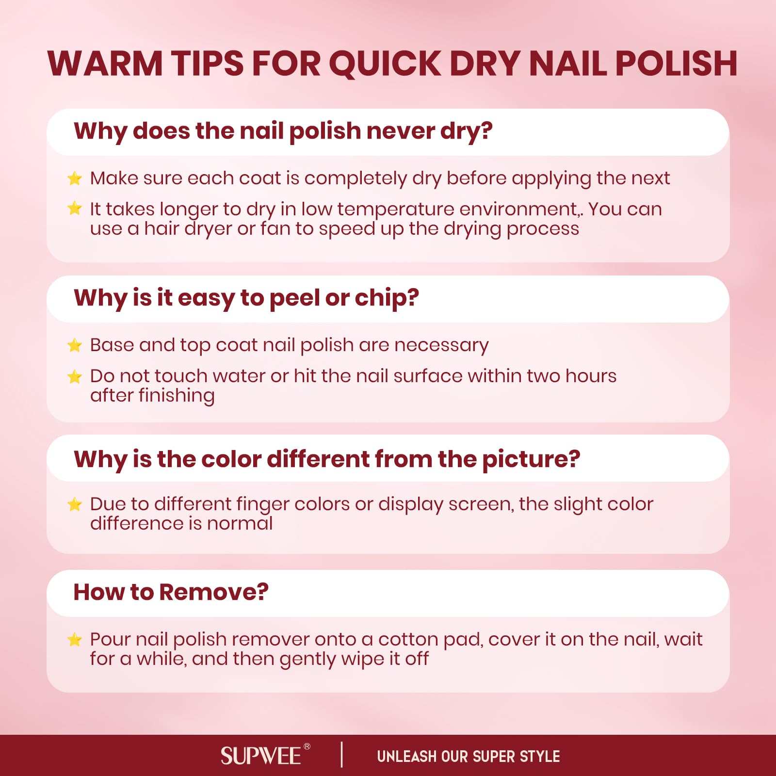SUPWEE Nude Nail Polish Set – 6 Quick-Dry Neutral Colors for Elegant Manicures