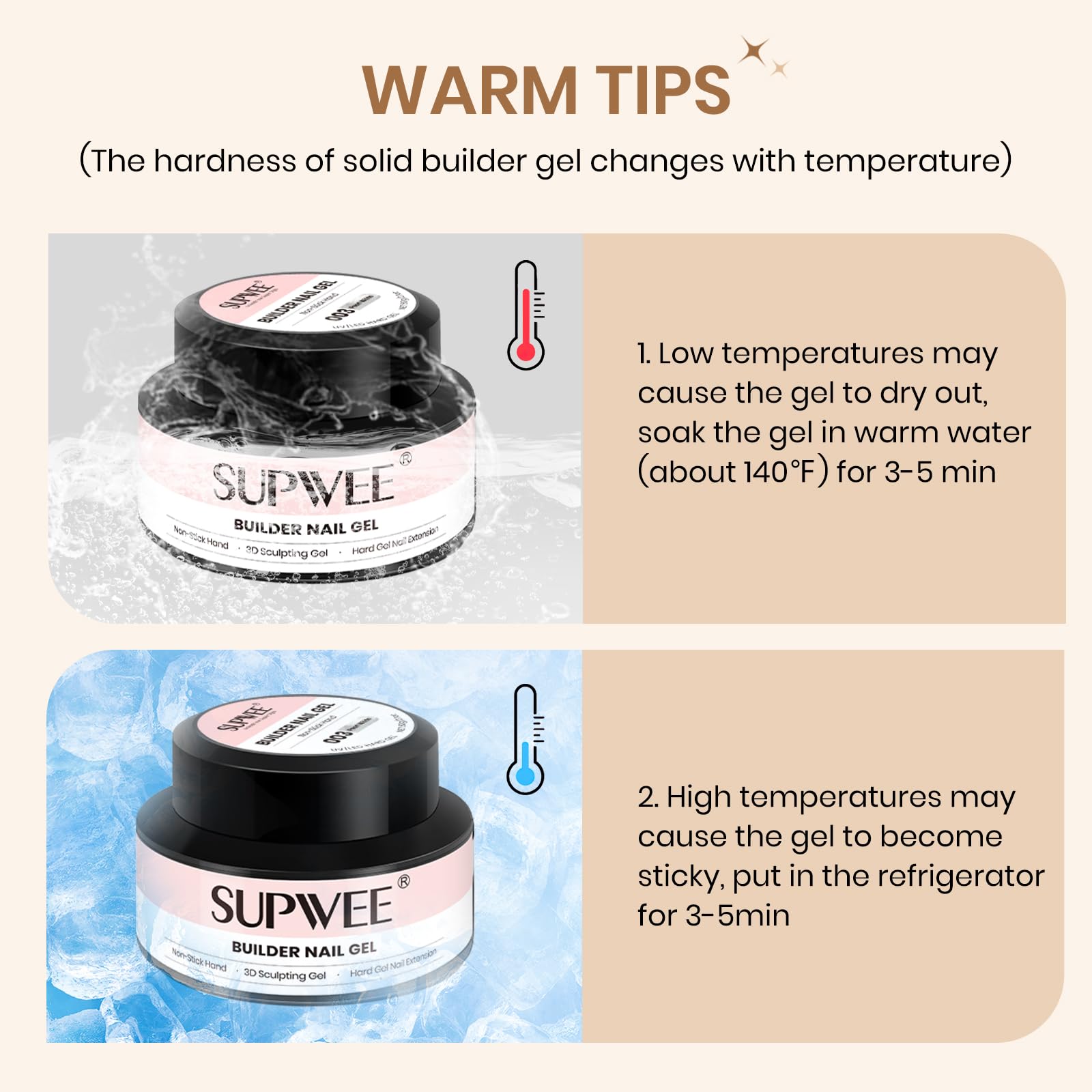 SUPWEE 3D Sculpting Gel for Nail Art | 60g Pearl White Builder Gel with Chrome Powder