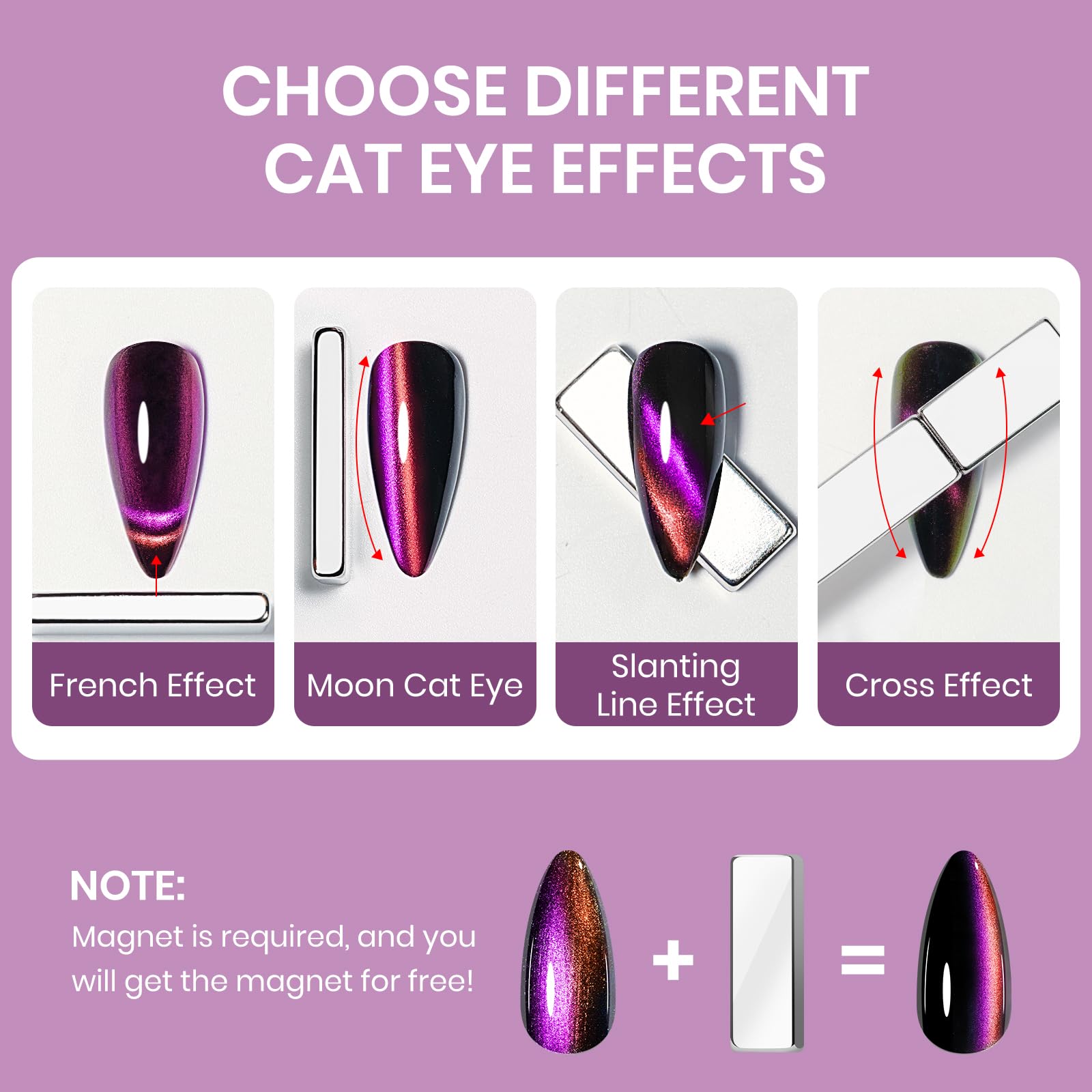 SUPWEE 9D Magnetic Cat Eye Nail Polish Set – Quick-Dry, No UV Lamp, High Gloss