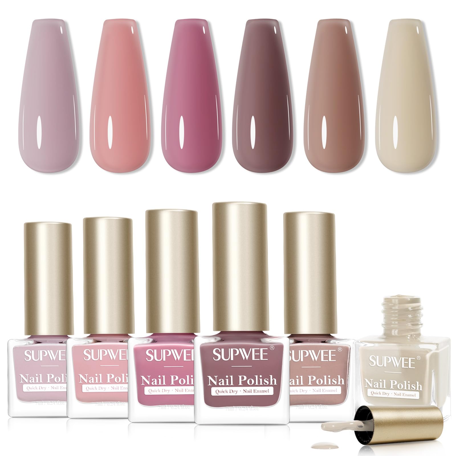 SUPWEE Quick-Dry Fall Winter Nail Polish Set | Fast Air-Dry Non-Gel Lacquer for Home or Salon