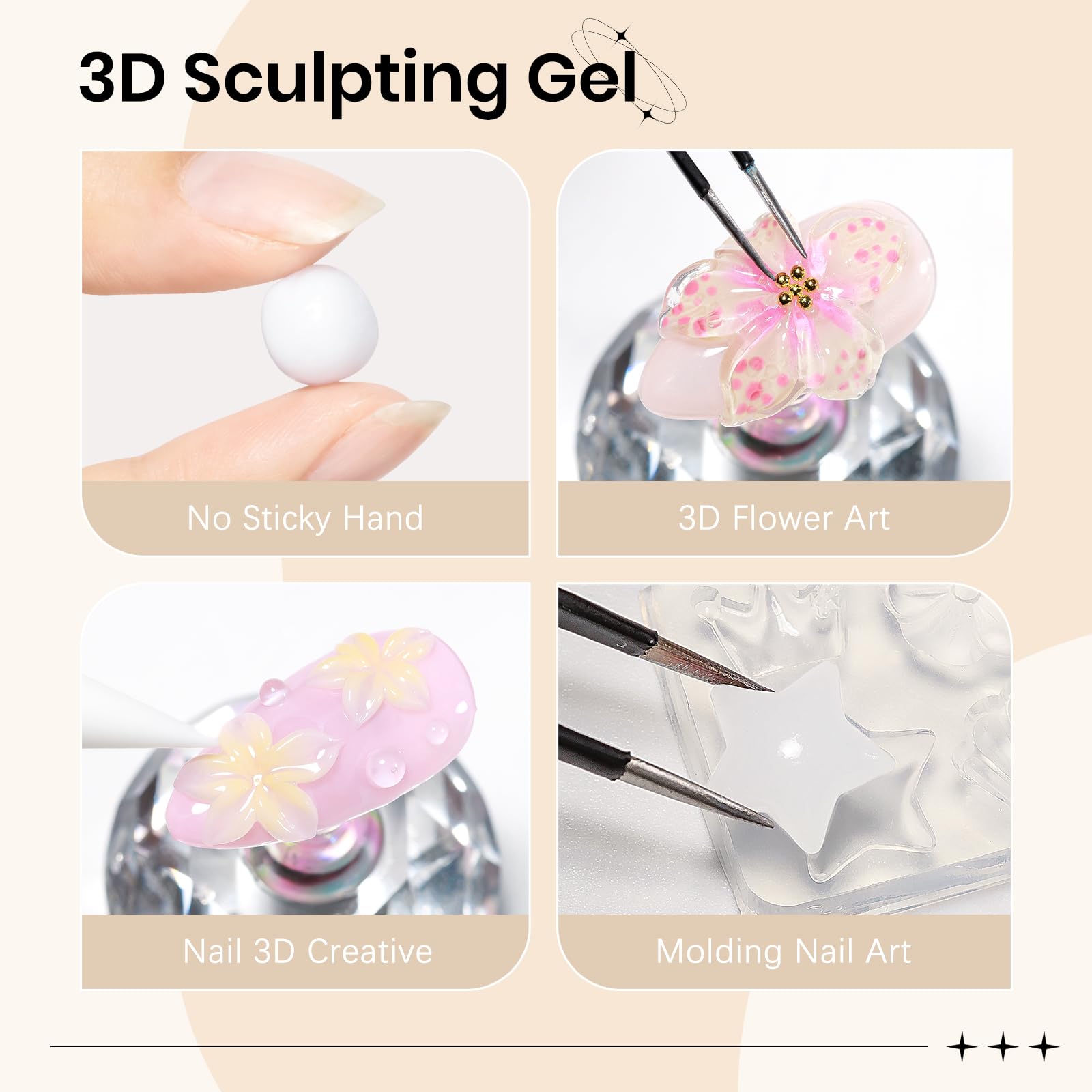 SUPWEE 3D Nail Gel Sculpting Gels – Clear & White Builder Gel for Home Nail Art