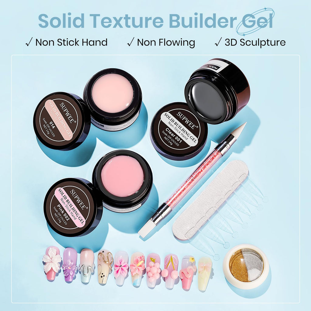 SUPWEE Sculpting Gel Kit – 3D Nail Art Builder Gel for Extensions