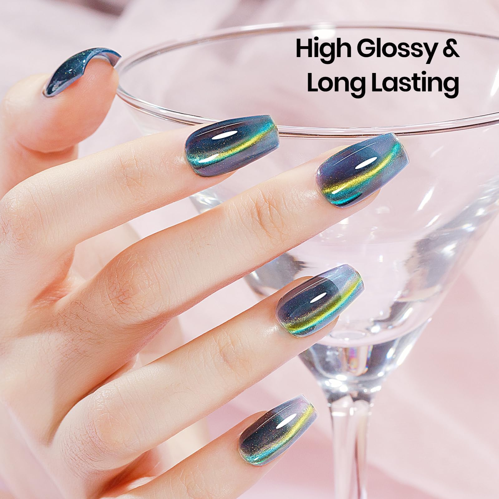 SUPWEE Magnetic Nail Polish Gel Kit – 12 Cat Eye Colors, Magnet, High Gloss, UV Cure