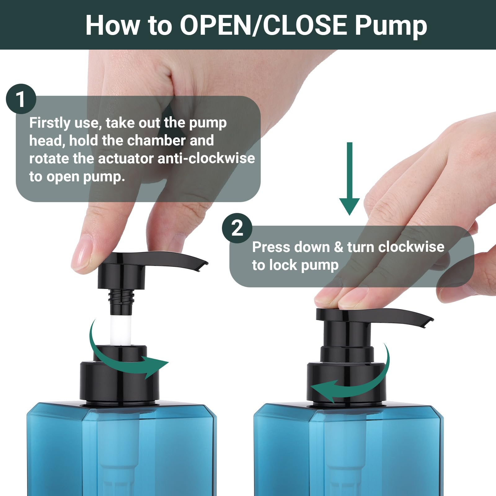 Suream Shower Dispenser Set — 3x 22oz Pump Bottles with Labels (Blue)