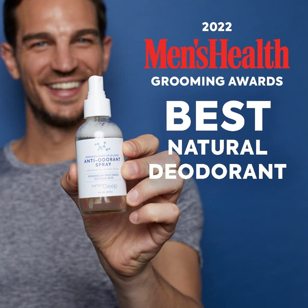 Surface Deep Natural Spray Deodorant – Aluminum-Free, Vegan, Dermatologist-Developed | Odor Prevention for Underarms & Feet