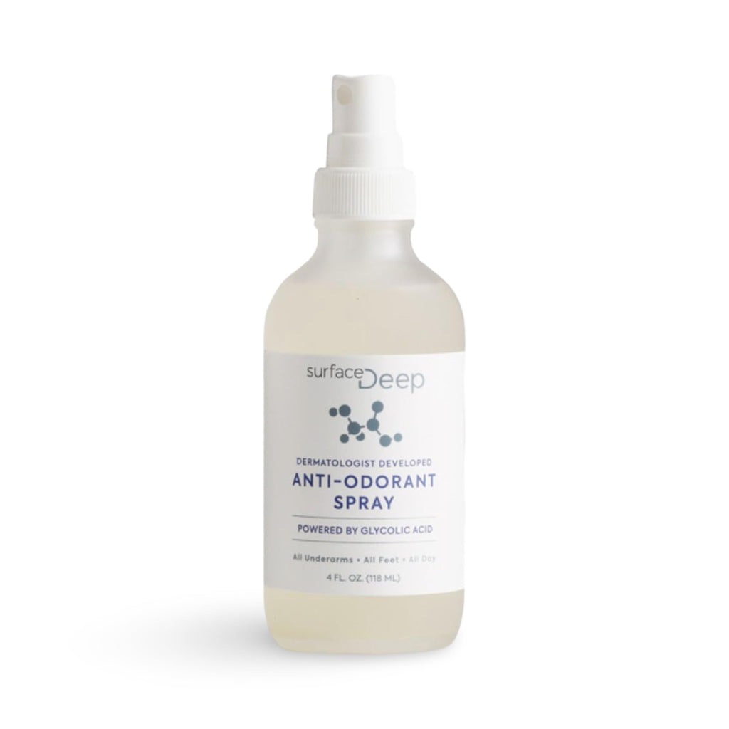Surface Deep Natural Spray Deodorant – Aluminum-Free, Vegan, Dermatologist-Developed | Odor Prevention for Underarms & Feet