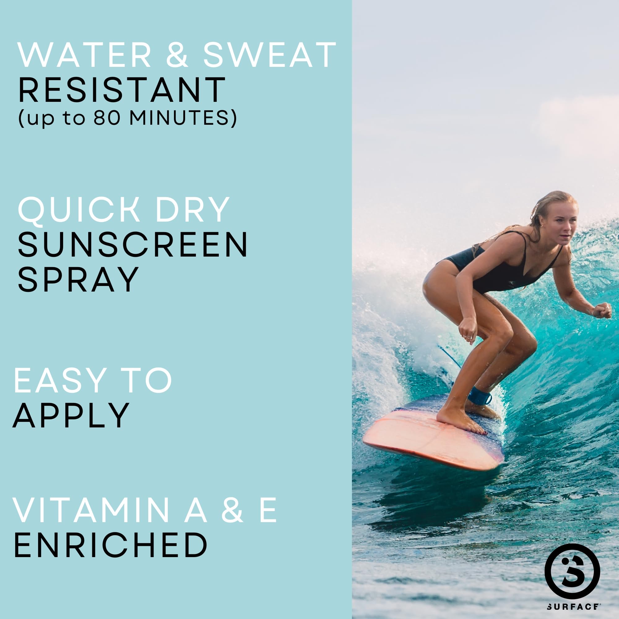 Surface Dry Touch Spray Sunscreen SPF 50 (3-Pack) 6oz – Water-Resistant, Fast-Drying Broad Spectrum