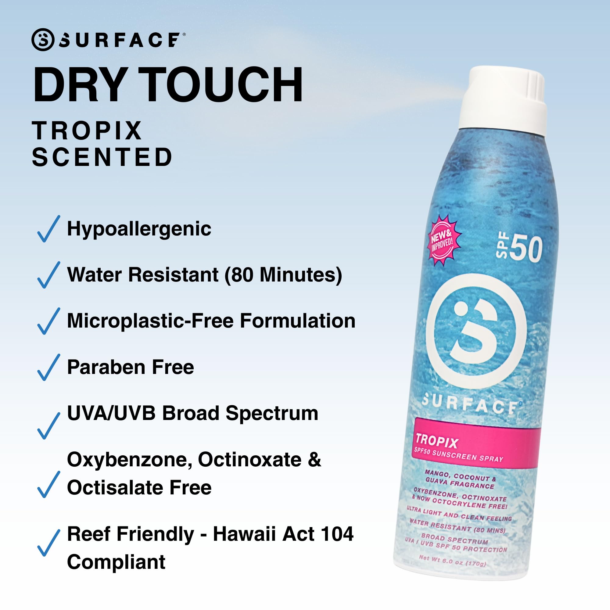 Surface Sun Systems SPF 50 Spray – Lightweight, Reef-Safe 6oz