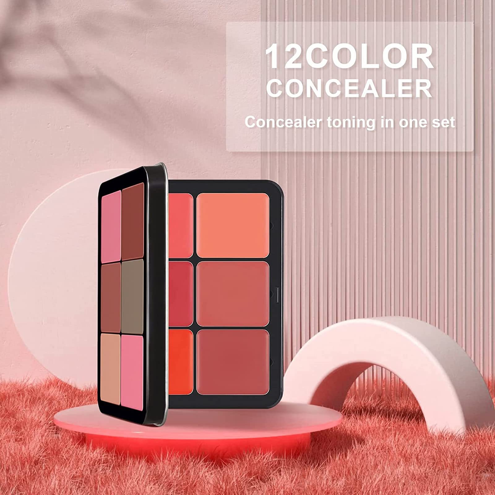 SURORAIN 12 Colors Blush Palette – Long-Wearing Matte Cream Blush for Cheeks & Eyes