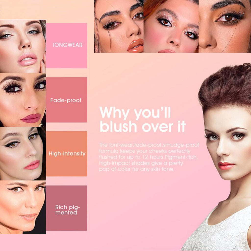 SURORAIN 12 Colors Blush Palette – Long-Wearing Matte Cream Blush for Cheeks & Eyes
