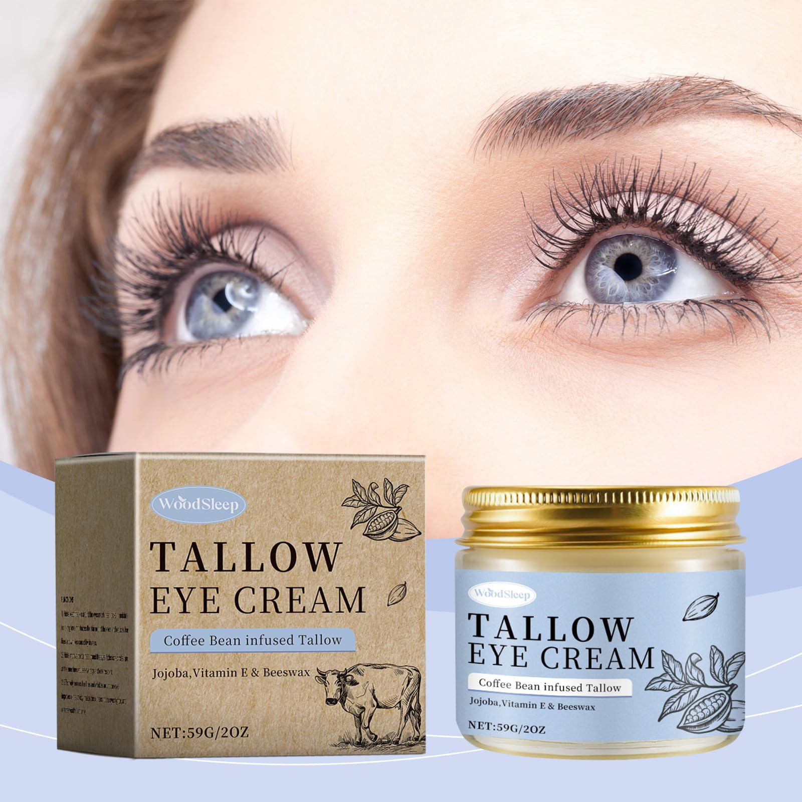SURORAIN Coffee Beef Tallow Eye Cream – Organic Anti-Aging for Dark Circles
