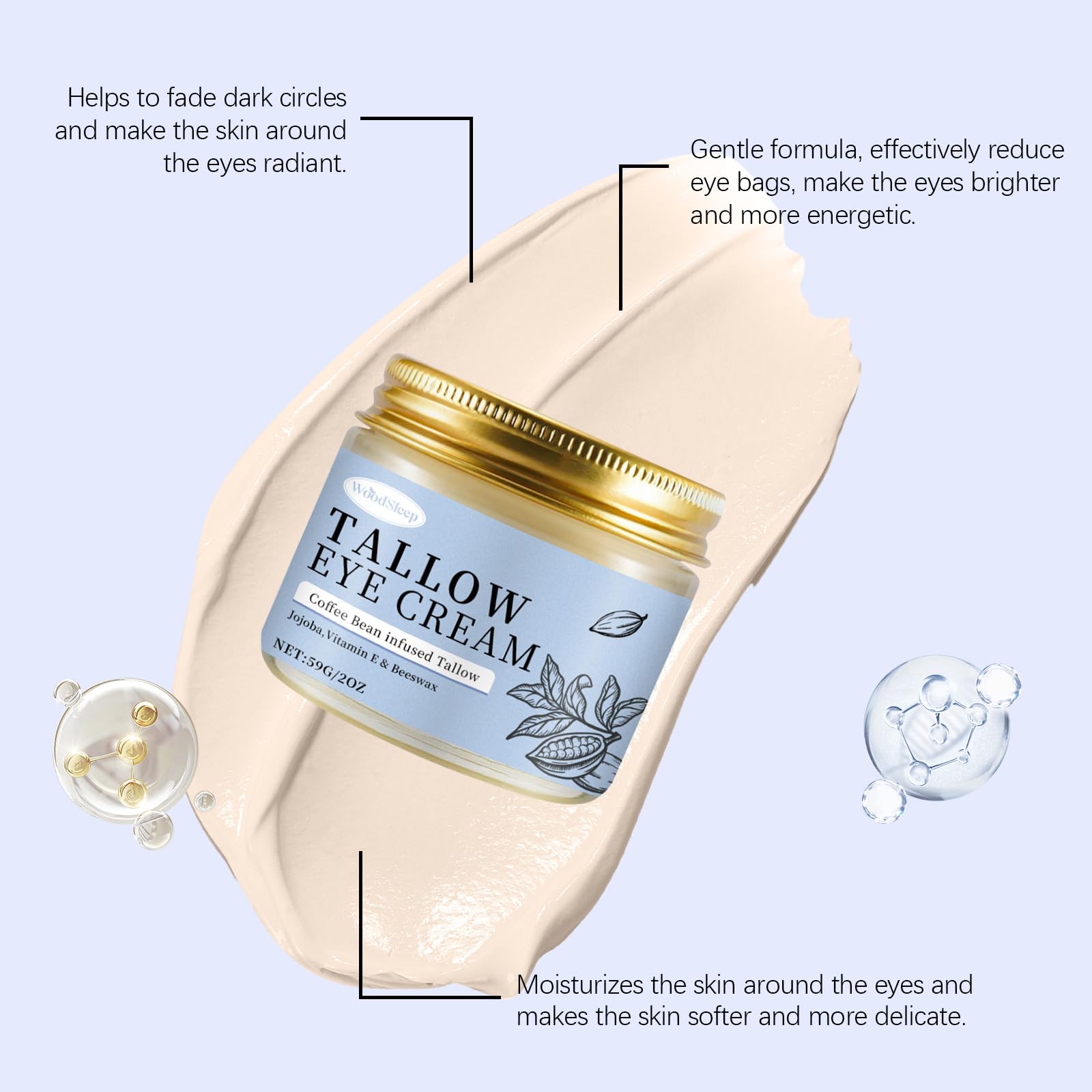 SURORAIN Coffee Beef Tallow Eye Cream – Organic Anti-Aging for Dark Circles