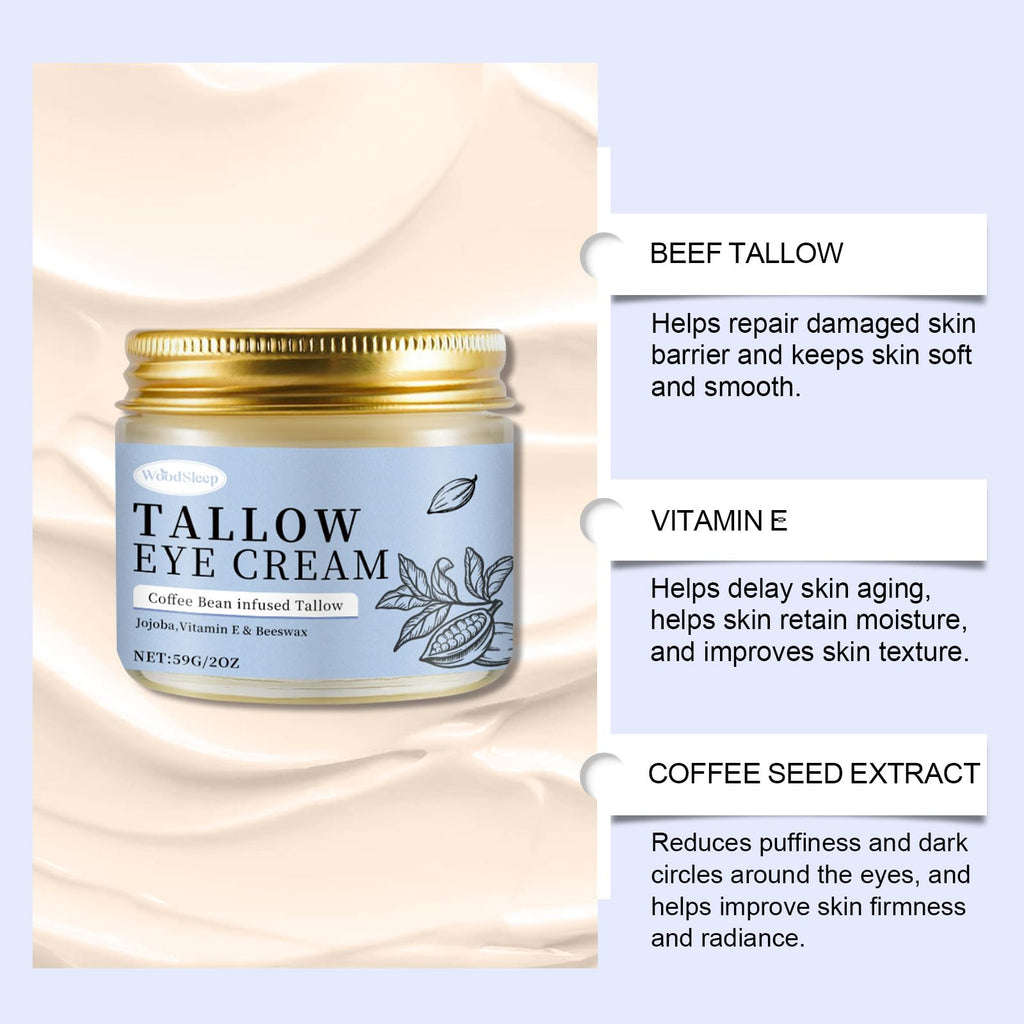 SURORAIN Coffee Beef Tallow Eye Cream – Organic Anti-Aging for Dark Circles