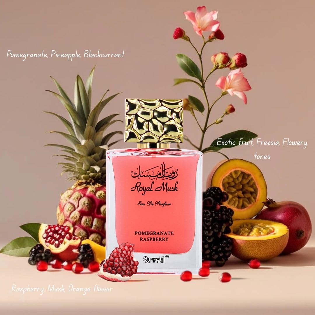 Surrati Royal Musk Pomegranate Raspberry EDP for Women – 100 ml | Long-Lasting Arabian Perfume