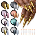 SUTOKAKA Chrome Nail Powder Kit – 8 Jars (Mirror & Aurora Mermaid Finishes)
