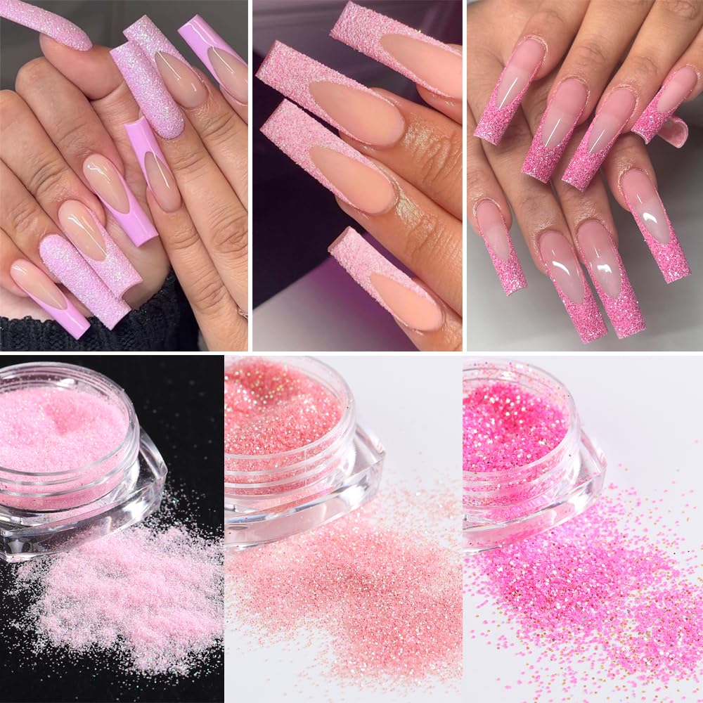 SUTOKAKA Holographic Sugar Glitter Powder – 12 Iridescent Nail Colors