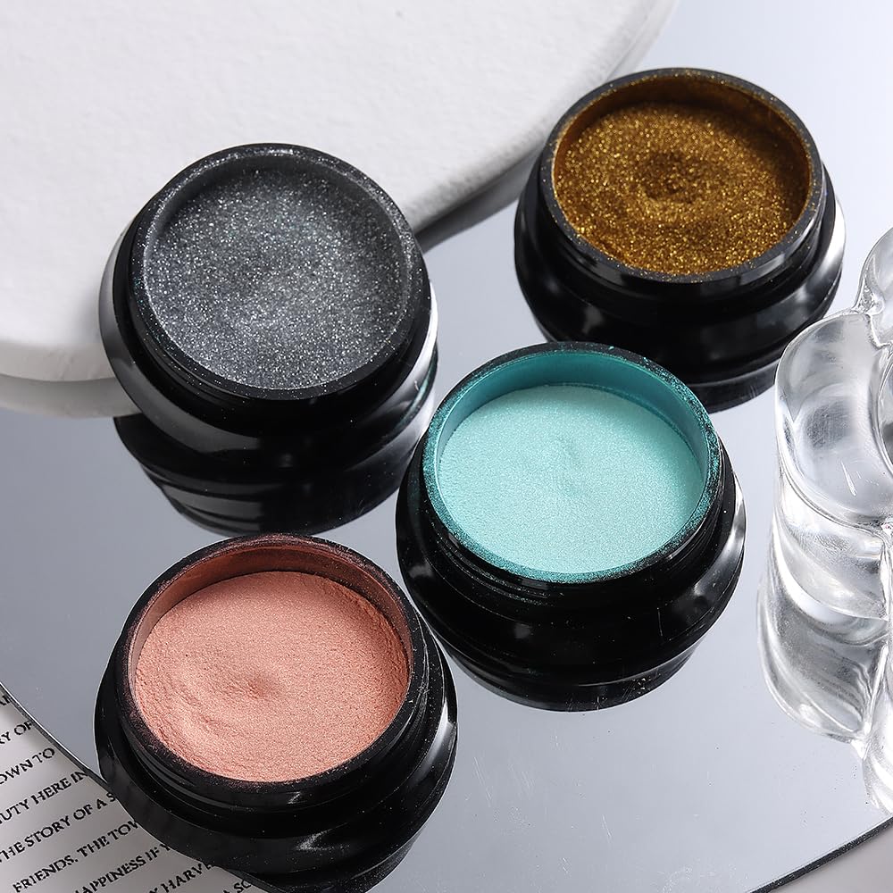 SUTOKAKA Chrome Nail Powder Kit – 8 Jars (Mirror & Aurora Mermaid Finishes)