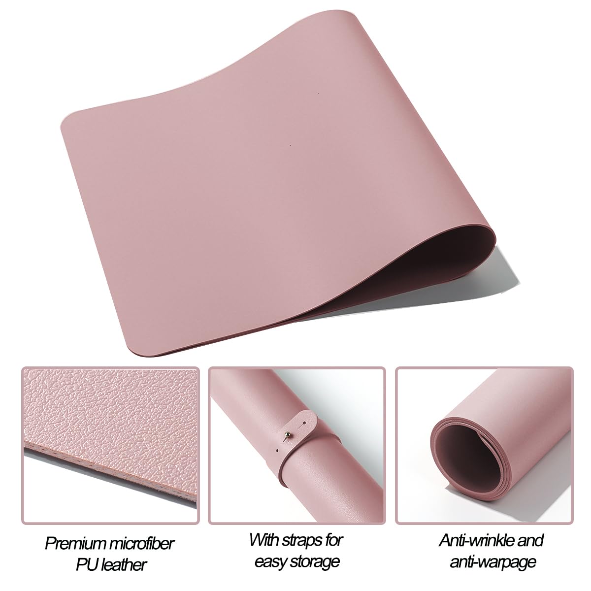 SUTOZMIWE Nail Art Table Mat – 2pc Nude Pink Foldable Desk Pads
