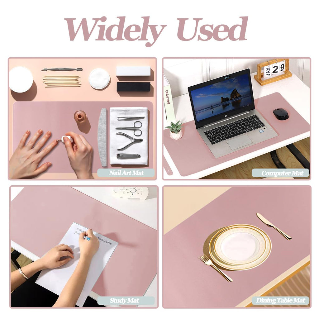 SUTOZMIWE Nail Art Table Mat – 2pc Nude Pink Foldable Desk Pads