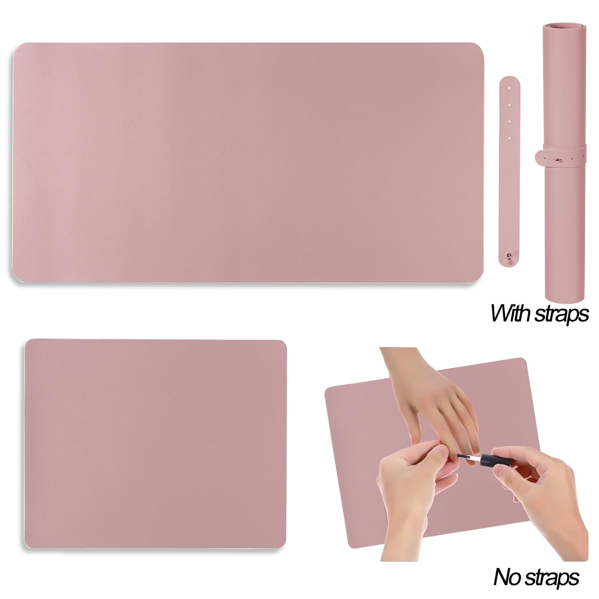 SUTOZMIWE Nail Art Table Mat – 2pc Nude Pink Foldable Desk Pads