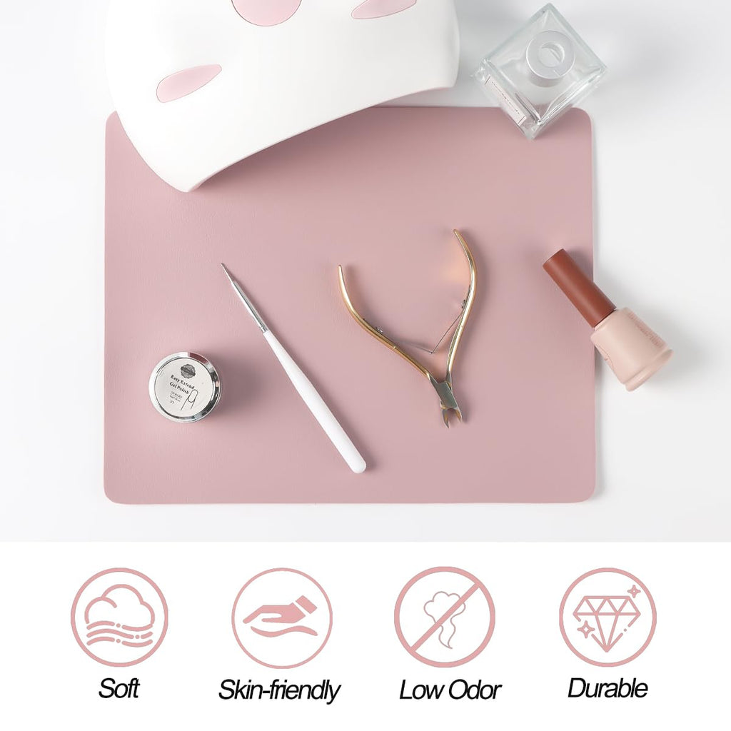 SUTOZMIWE Nail Art Table Mat – 2pc Nude Pink Foldable Desk Pads
