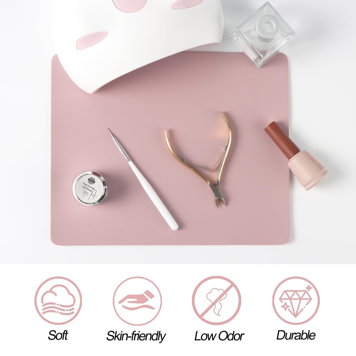 SUTOZMIWE Nail Art Table Mat – 2pc Nude Pink Foldable Desk Pads