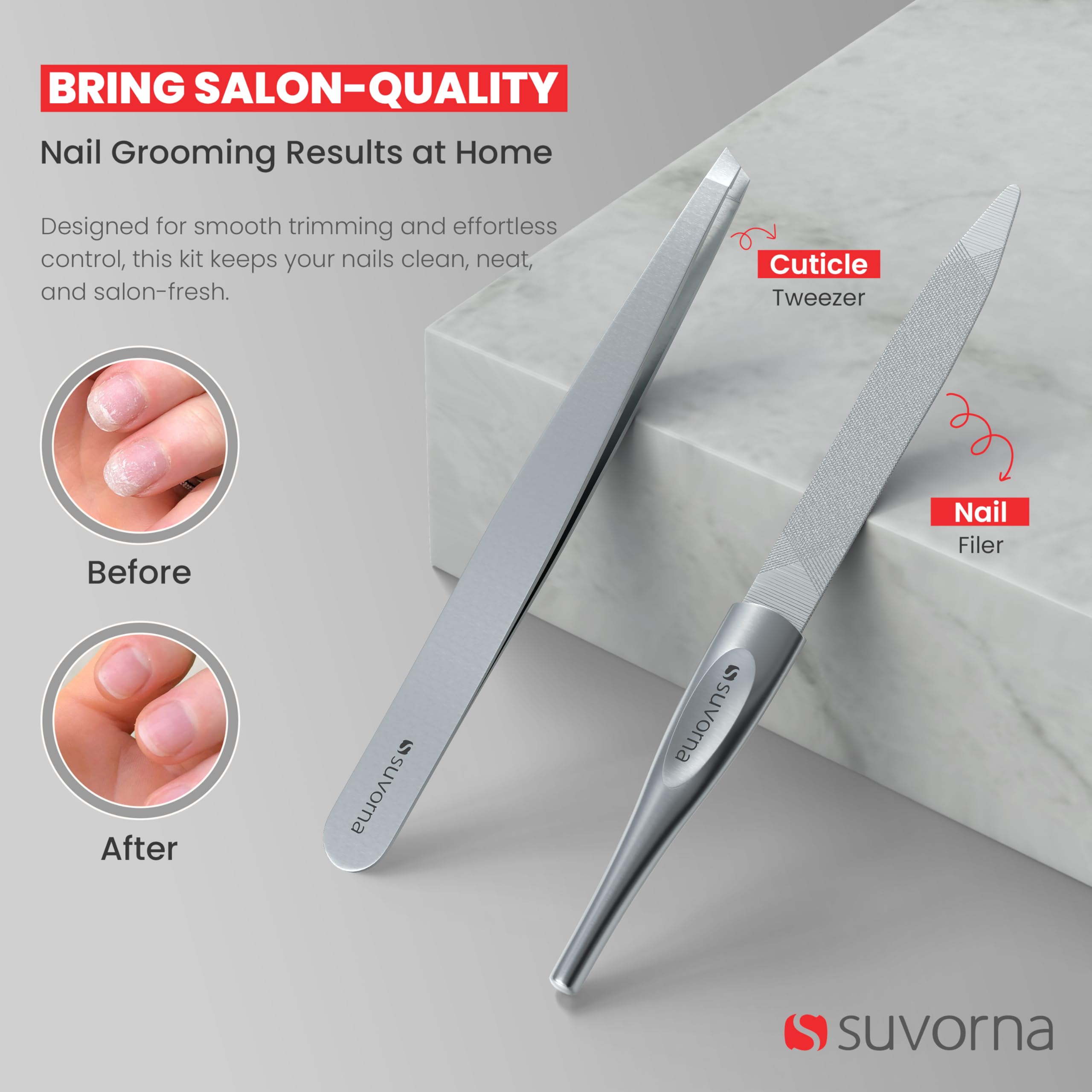 Suvorna 8-in-1 Manicure Pedicure Set | Japanese Stainless Steel, Travel Case