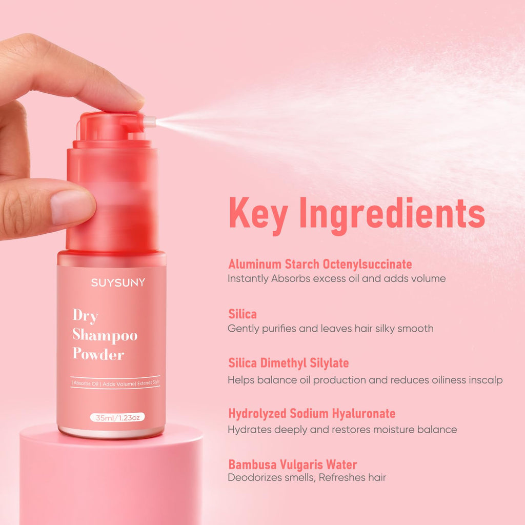 SUYSUNY Dry Shampoo Powder – Travel Size, Waterless, Non-Aerosol, Unscented