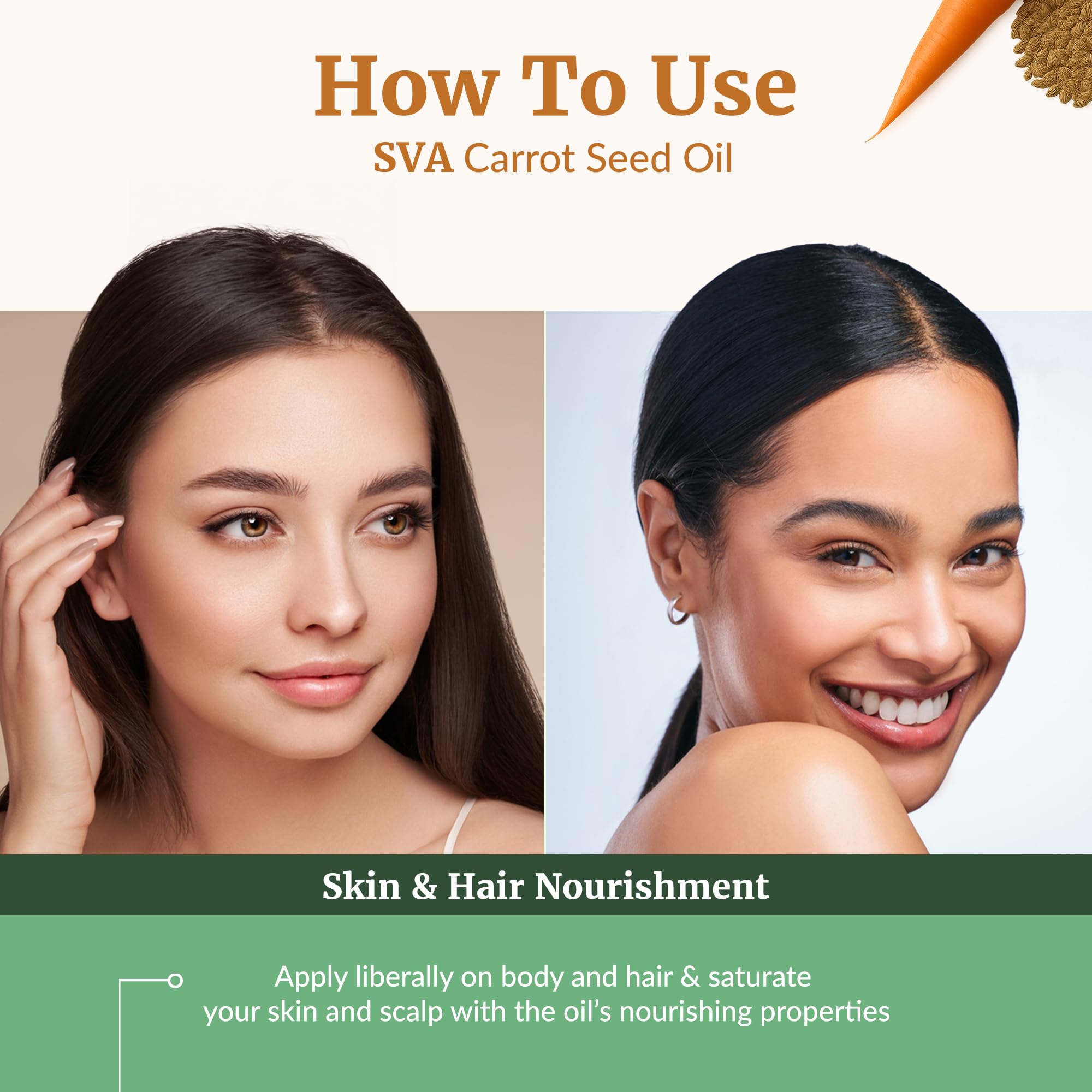 SVA Carrot Seed Oil - 16 oz | 100% Natural Cold-Pressed Carrier Oil for Face, Skin & Hair