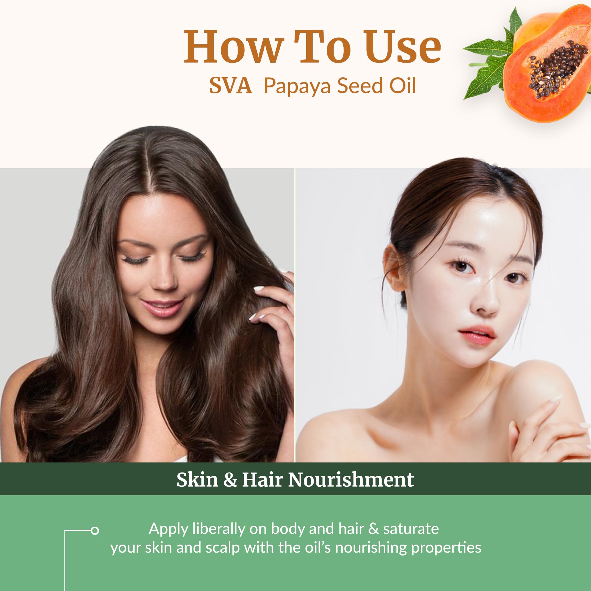SVA Organics Papaya Seed Oil - 4oz Cold-Pressed Carrier Oil with Dropper for Face, Skin & Hair